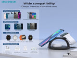 CHOETECH T587-F 3-in-1 Magnetic Wireless Charger Station for iPhone 12/13/14/AirPods Pro/iWatch V28-ELECHOT587F
