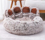 Large Round Dog Bed with Paw Design, Double-Silk Coffee Fleece V1102-DSZ-WERT-856