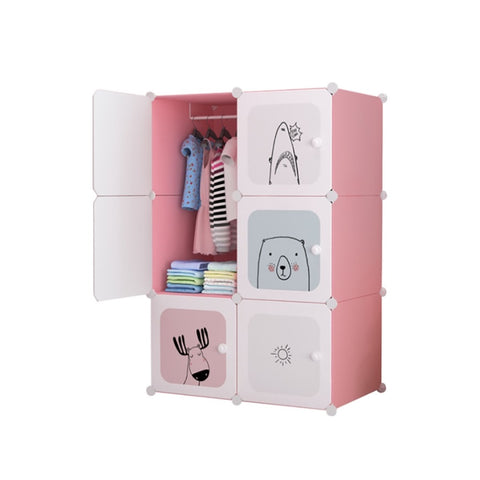 SOGA 6 Cubes Pink Portable Wardrobe Divide-Grid Modular Storage Organiser Foldable Closet WROBE1772