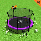 Kahuna Trampoline 12 ft with Basketball Set - Purple TRA-KAH-12-PU-BB