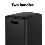 Cefito Pedal Bins Rubbish Bin Dual Compartment Waste Recycle Dustbins 40L Black RB-40L-2C-BK