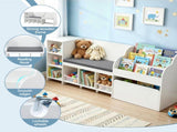 Keezi Kids Storage Unit Bookshelf Toy Box Organiser Bench Seat Cabinet 170cm White FURNI-N-BOOK-170-WH-AB