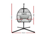 Gardeon Outdoor Egg Swing Chair Wicker Rope Furniture Pod Stand Cushion Grey HM-EGG-ROPE-S-GREY