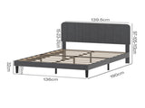 Levede Double Bed Frame Upholstered Adjustable Headboard Bed Platform Dark Grey BF1083-DGY-AU
