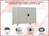 Two-Door Metal Short Cabinet Shelf Storage for Home Office Gym V63-844391