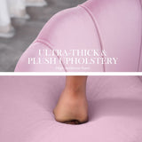 Armchair Lounge Chair Accent Velvet Shell Scallop Round Ottoman Footstool PINK V274-FT-VAC-ST-1596-PK