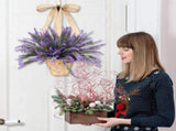 Artificial Hanging Flowers in Basket for Front Door Hanging Lavender Wreath Basket Outdoor Indoor V1294-YM0716-10348076