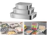 3 Sets Stainless Steel Cake Pans with Lids-9/7/5 Inch Rectangle Baking Pans for V1366-AZ2-W-16406