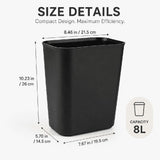 Space-Saving 8L Bathroom Trash Can with Lidless Design for Easy Use, Slim and Stylish Plastic V1370-AZ4-19829