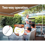 Instahut Retractable Folding Arm Awning Motorised Sunshade 4Mx2.5M Beige AWN-B-ARM-REMOTE-40X25-BEIGE