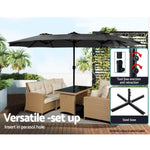 Instahut 4.57m Outdoor Umbrella Beach Pole Garden Tilt Black UMB-POLE-4-TR-BK