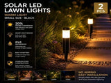 Small Black Warm White Solar LED Lawn Light 2Pcs V1221-XM-LB598-GM44