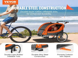 Bike Trailer for Toddlers, Kids, Double Seat, 45 kg Load, 2-In-1 Canopy Carrier Converts to V952-LYS2GHJG1220E5YTPV0
