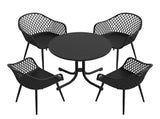 Gardeon 5PCS Outdoor Dining Set Table and Chairs Patio Furniture Garden Diamond Black ODF-DIN-5STFD-130-BK