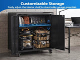 Giantz Rolling Tool Cabinet Heavy-Duty Storage Cabinet Adjustable Shelf Black TC-ROL-2D-BK