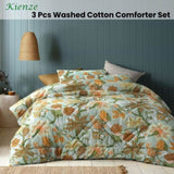Accessorize Kienze Washed Cotton Printed 3 Piece Comforter Set Queen V442-HIN-COMFORTER-KIENZE-GREEN-QS