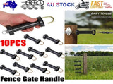 10x Electric Fence Gate Handle Compact Insulated Spring Handles with Hook Black V201-QUEW13221661