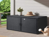 Gardeon Outdoor Storage Cabinet Box Deck Wicker Shelf Chest Garden Shed Tools Black OSC-CABI-RAT-2L-BK