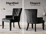 6x Artiss Dining Chairs Velvet French Provincial Armchair Black UPHO-D-DIN116-VEL-BKX6