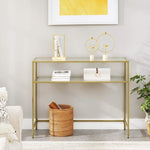 VASAGLE Console Table with Tempered Glass Gold Colour V227-9101101023060