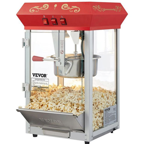 VEVOR Popcorn Popper Machine Countertop Popcorn Maker 850W 8 Oz 48 Cups Red V952-TSBMHJ8OZ850WJWNRV3