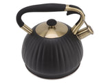 3.5L Whistling Tea Kettle, Stainless Steel Pumpkin Shape Tea Pot, Stovetop Teapot, Black V1263-JX-3010