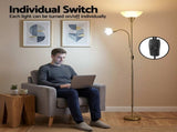 Artiss Gold Floor Lamp with Reading Light Mother and Child Standing Lamp with 360 Flexible LAMP-FLOOR-SF-1171-GD