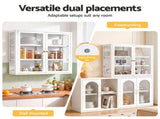 Artiss Buffet Cabinet Sideboard X2 Wall Mounted Clear Display Storage 60cm White AI-SID-WM-3T-WHX2