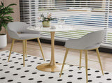 100cm Round High Bar Table Sintered Stone Top Bistro Pub Table White Top with Gold Legs V767-ZT729GD-BLB