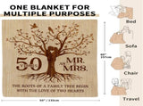 Happy 50th Anniversary Wedding, Flannel Soft Blanket Decor, Golden 50th Anniversary Romantic V1258-DP02-C-1142