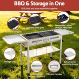 Grillz Portable BBQ Grill w/ Stainless Steel Racks & Pans for Outdoor XFEL-BBQ-SMO-FD-BE