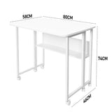 Compat Foldable Desk Rolling Study Desk Small Computer Desk with Wheels and Storage Shelf for Small V985-FOLDABLEDESK