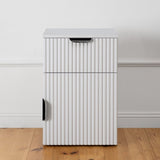 PORTO BEDSIDE TABLE - WHITE - FLUTED - PULL BLACK V164-ECS13WFB03B