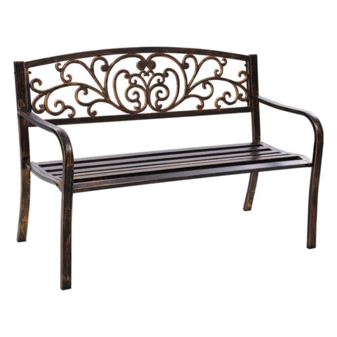 Gardeon Outdoor Garden Bench Seat Steel Outdoor Furniture 3 Seater Park Bronze GB-STEEL-XG201-BZ