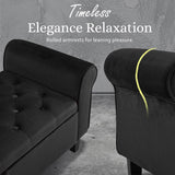 Storage Ottoman Stool Arm Bench Seat 132cm Velvet BLACK V274-FT-GQ298-BK