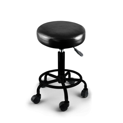 Levede Salon Stool Swivel Bar Stools Black with Black Stand T4498-BKSTAND