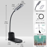 2 in 1 Led Desk Lamp with Wireless Charger & Pen Holder,USB 3 Modes Dimmable Table Lamp with Touch V1192-AZ-W-26633