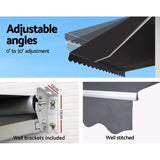 Instahut Retractable Folding Arm Awning Manual Sunshade 2.5Mx2M Grey AWN-B-ARM-25X20-GREY