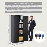 Metal Storage Cabinet with 2 Magnetic Doors and 4 Adjustable Shelves, 90 kg Capacity per Shelf, V952-DXCWJCQHY5180QYF4V0