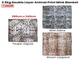 750gsm 3.5kg Double Layer Animal Print Faux Mink Blanket Queen 200x240 cm Taupe Jaguar V442-YTL-BLANKET-750GSMJAGUAR-TAUPE-QS
