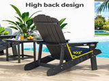 Gardeon Outdoor Table and Chairs HDPE Adirondack Beach Chair Sun Lounge Patio Furniture Garden Black FF-BEACH-3HE-BK