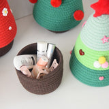 Christmas-themed cotton yarn woven storage basket, Christmas tree-shaped desktop storage box with V1265-AU-043-HONG