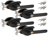 Privacy Door Lever Handle with Key, Heavy Duty Interior Door Lock, Round Design, 4 Pack, Matte Black V1181-HI016-4-BK