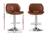 Artiss 1X Bar Stool Bentwood Swivel Adjustable Kitchen Dining Counter Stool Leather Brown BA-TW-1209-BR