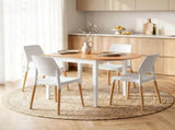 Artiss Dining Table and Chairs Set 5PCS, 75-110cm Drop-Leaf Table, with 4 Dining Chairs White DSET-DTAB-086-WHX4