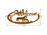 Laser Cut Welcome w Horses Wall Art 60cm V637-71490WEL