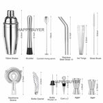 20Pcs Cocktail Shaker Set 750ml Martini Strainer Bartender Kit Bar Spirits Maker V201-W12466515