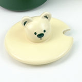 2X High-Fired Ceramic Porcelain Mug Set with Lid 400ml Bear w Tea Spoon GREEN V274-HA-LA-P0024827-BEAR