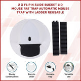 2 x Flip N Slide Bucket Lid Mouse Rat Trap Automatic Mouse Trap With Ladder Reusable V63-842071