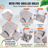 Cat Tree 160 cm Cat Tower with 2 Cat Condos Scratching Post Light Grey V952-DXSMS7C2FQH0PX1IIV0